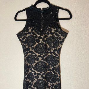 Vicky Mont Black Lace Evening Dress Size Small